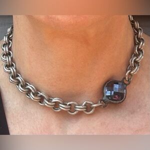 NWOT bchaos Silver Chunky Rope Chain Necklace with Black Crystal Accent Bead